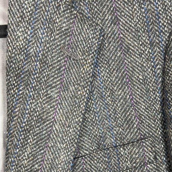 CARL STERR Wool Blend Blazer Gray Herringbone Sz 46R - Picture 3 of 6